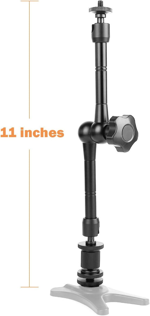 11'' Magic Arm, ChromLives Articulating Magic Friction Arm Adjustable w/Hot Shoe Mount 1/4'' Tripod Screw Compatible with DSLR Camera Rig/LCD/DV Monitor/LED Lights/Flash Light/Microphone/DJI Osmo