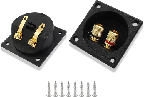 2-Way Speaker Box Terminal Cup, 2.2 Inch Square Stereo Screw Cup Connectors, Pack of 2