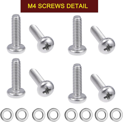 M4 10mm TV/Monitor Wall Mount Screws - Metric Screws & Washers for 75x75mm and 100x100mm VESA Brackets