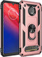Military Grade Drop Impact Case for Motorola Moto Z4, Z4 Play with 360 Metal Rotating Ring Kickstand (Rose Gold)