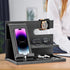 AliveByte Wood Phone Docking Station - Gifts for Men Desk or Nightstand Organizer - Birthday Gifts for Husband, Fathers