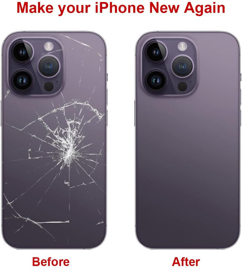 OEM Rear Back Glass Replacement for iPhone 14 Pro 6.1 inches with Repairing Tool Kit (Deep Purple)
