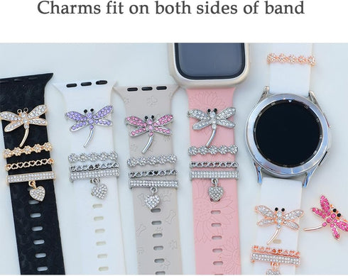 Women Watch Band Charms ,Diamond Decorative Rings Loops Charms for Apple Watch Bands 49mm 45mm 44mm 42mm 41mm 40mm 38mm , Metal Jewelry SmartWatch Watch Band Accessories Charms for iwatch band Series se 9 8 7 6 5 4 3 2 1 Samsung Galaxy watch 5/Pro/4 fitbi