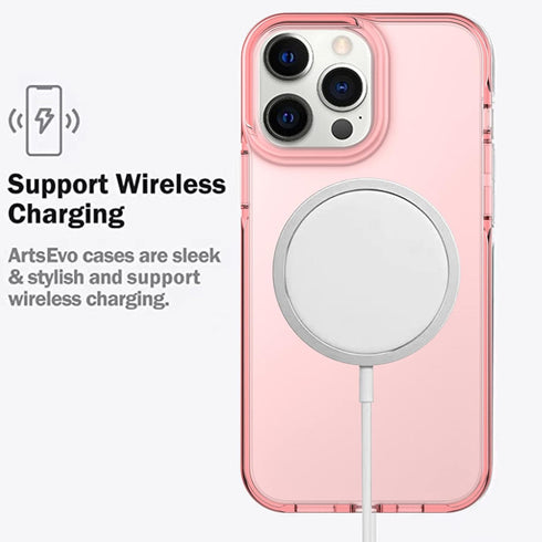ArtsEvo Shockproof Clear Design Case for iPhone 13 Pro Max - Certified 6.6ft Drop Protection, Pink