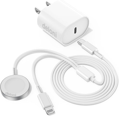 Upgraded Apple Watch Charger, 2 in 1 USB C Magnetic iWatch Charger Cord & USB-C to L Cable 6FT, Fast Charging