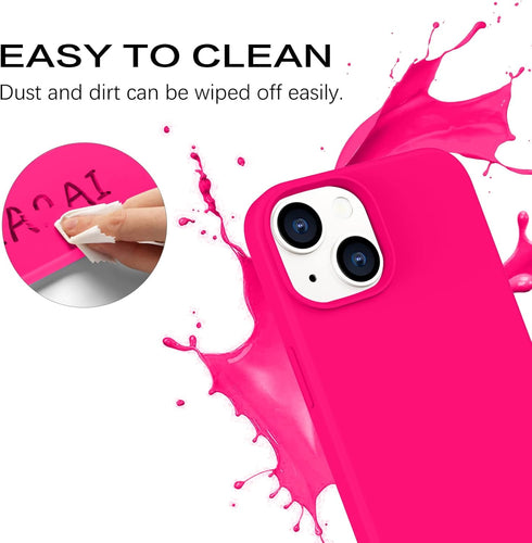 BENTOBEN Soft Silicone Gel Case for iPhone 14, Shockproof Protective Phone Cover, Hot Pink