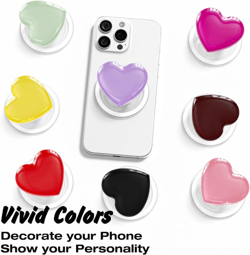 Svanove 3D Heart Magnetic Phone Grip Compatible with Magsafe Phone Grip Holder, Cute Collapsible Glass Grips Stand