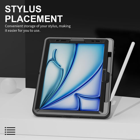 Protective Case for iPad Air 6th Generation 11-inch M2 2024, with Kickstand/Hand Strap/Shoulder Strap/Pencil