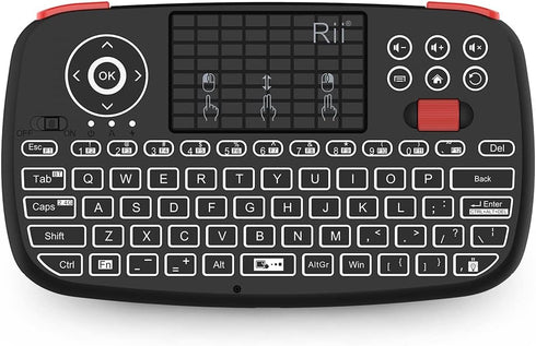 Rii (Upgrade) i4 Mini Bluetooth Keyboard: Blacklit Portable Wireless Keyboard with Touchpad for Smartphones and PC