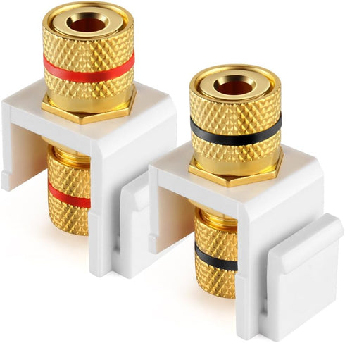 TNP Banana Jack Keystone Insert, Set of 4, Stereo Speaker Banana Connector Binding Post Snap in Adapter Socket