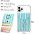 RFID Cell Phone Card Holder Stick on Wallet for Back of Phone, Green Striped for iPhone Android Smartphones