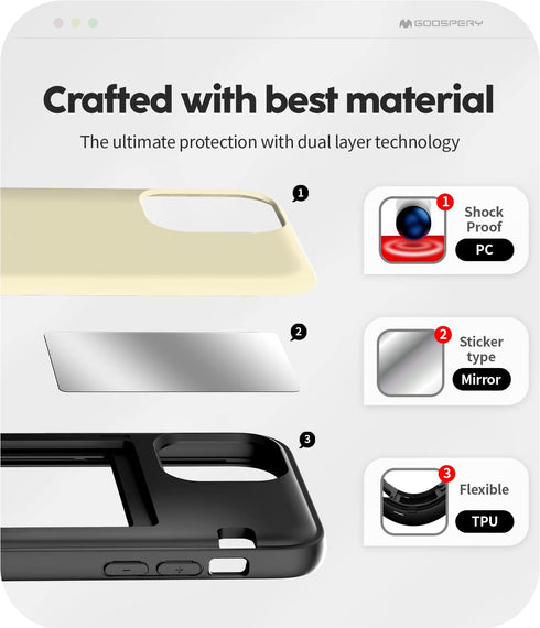 GOOSPERY Card Holder Wallet Case for iPhone 12 Pro Max 6.7" (2020), Magnetic Closure, Dual Layer Bumper, Hidden Mirror