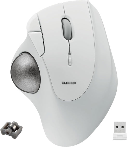 ELECOM Ergonomic Comfort Design Trackball - Wireless 2.4GHz Connect, Super-Smooth Tracking, Compatible for Windows, PC,
