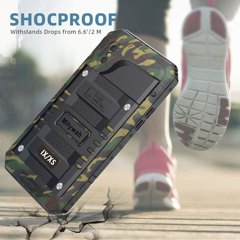 Mitywah Shockproof Case for iPhone X/XS, Waterproof Full Body Protective Cover with Impact Resistant Aluminium Alloy,