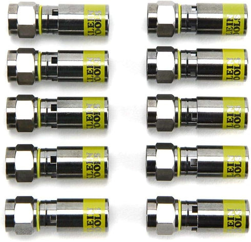 Klein Tools VDV812-606 F-Connector, Professional Grade Male Universal Compression Connectors for RG6/6Q, 10-Pack