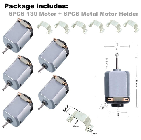 6 Pack DC 1.5-3V Mini Electric 130 Motor Kit - 15000RPM for DIY Remote Control Toy Car Hobby