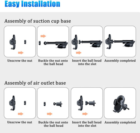 SpeXyngial 360 4.0''-7.0'' Car Phone Holder, Car Phone Mount Rotation, Upgraded Version with Strong Suction Power