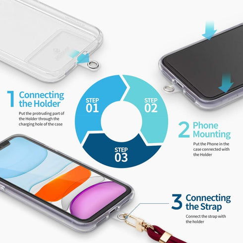 Sinjimoru Cell Phone Lanyard for Phone Case (2 Packs) with Adjustable Strap for Wrist, Key Holder & ID Card