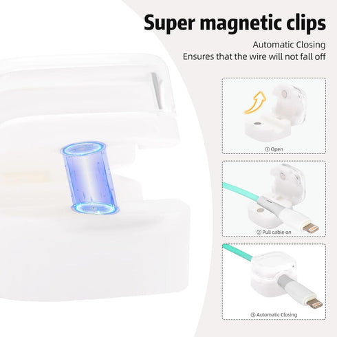 Magnetic Cable Clips Cord Organizer Holder, 6 Pack Adhesive Wire Holder for USB Charging Cable Storage for Home Office