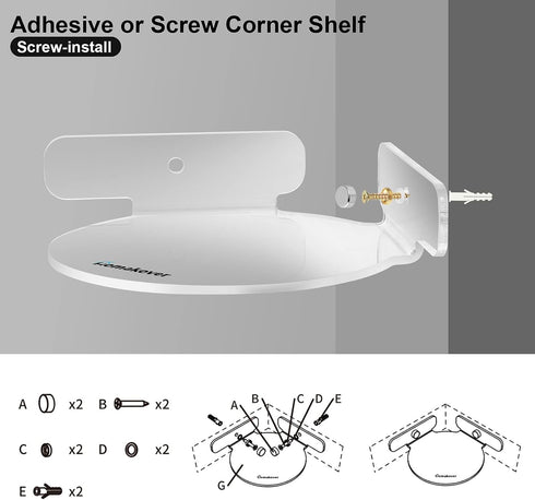 Acrylic Mini Circular Corner Shelf Mount for Security Cameras, Baby Monitors, Speakers, Plants, Easy to Install,