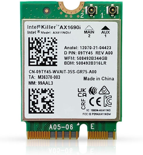 Intel AX1690i Killer Series WiFi 6E Gaming Adapter Upgrade, CNVio2 M.2 WiFi Card, High-Speed 3.0 Gbps WiFi for PC,