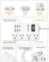 European Travel Plug Adapter, US to Europe Travel Power Strip with 6 USB (2 USB C) 4 Outlets, 3ft Extension Cord