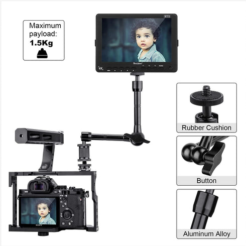 FOMITO 11 inch Magic Arm with Super Clamp, Adjustable Articulating Arm for DSLR Camera Rig, LCD Monitor, LED Lights