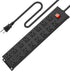 HHSOET Metal Power Strip 16 Outlet Mountable, Wall Mount Garage Workbench Socket with 6 FT Power Cord (Black)