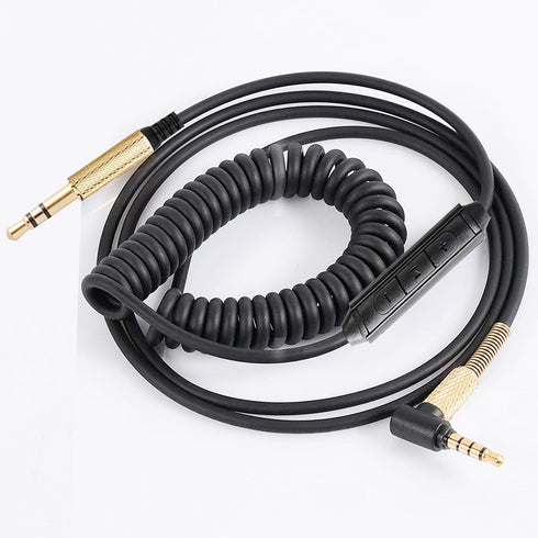 FAAEAL Solo3 Coiled Audio Cable,Replacement for Marshall Major2 Major3 Major4 Beats Studio3 Wireless Headsets,3.5mm in-line mic Volume Control Headphone Cord 4.2ft-8ft