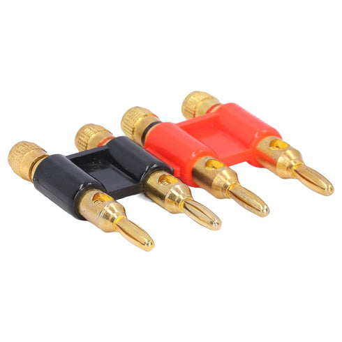 2Pcs Stackable Dual Banana Plugs for Speaker Wire, Brass Male Plug 2 Way Banana Connectors