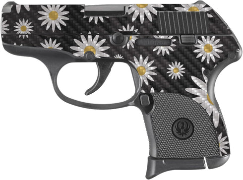 MightySkins Carbon Fiber Skin for Ruger LCP 380 - Daisies, Durable Vinyl Decal Wrap Cover