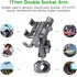 FANAUE Double Socket Arm for 17mm Ball Head Adapter, Aluminum Alloy, Compatible with Garmin GPS Mount