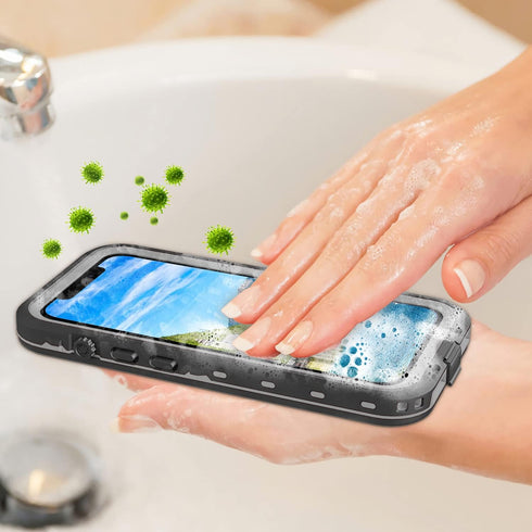 Waterproof iPhone 13 Case - Full Protection iPhone 13 Waterproof Phone case 6.1 Inch Shockproof Dustproof with Built in Screen Protector and Lanyard (Black)