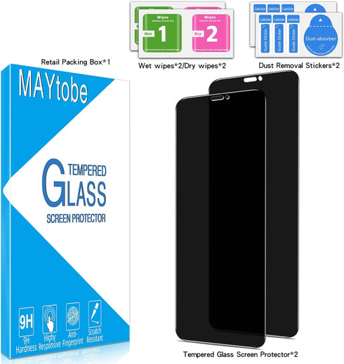MAYtobe 2 Pack Tempered Glass Screen Protector for iPhone 11 Pro Max, XS Max - 9H Hardness, Anti-Scratch, Bubble-Free,