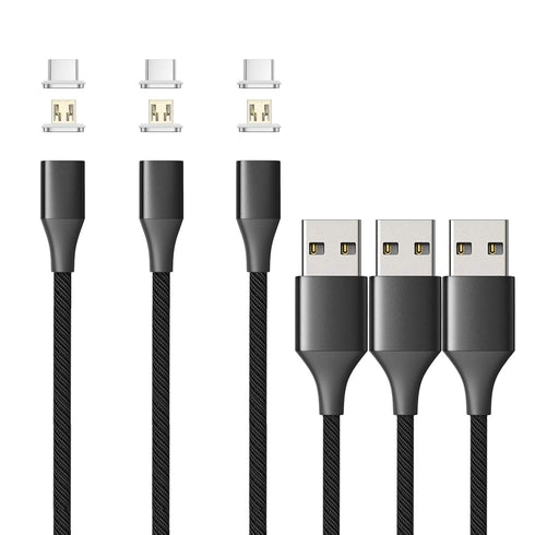 NetDot Gen10 2in1 Magnetic Charging Cable, Fast Charging & Data Transfer for USB C & Micro USB Android (3.3ft, 3 Pack,