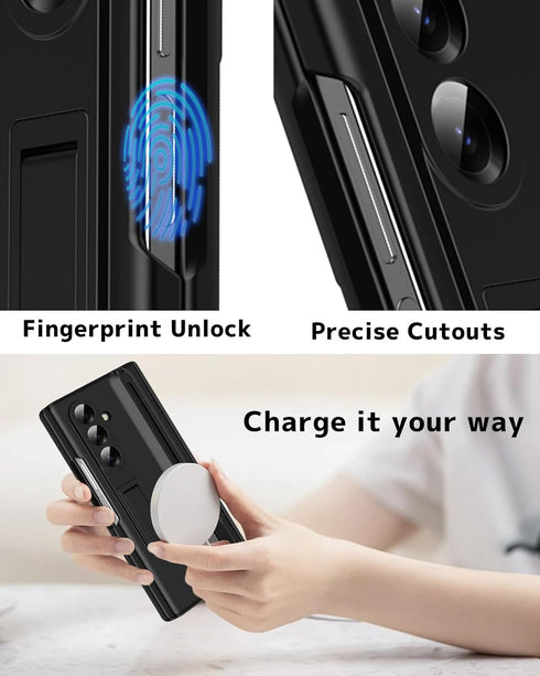 NINKI 7 Fold7 7 for Samsung Galaxy Z Fold Case with S Pen Holder and Stylus & Invisible Kickstand, Full Body Hinge