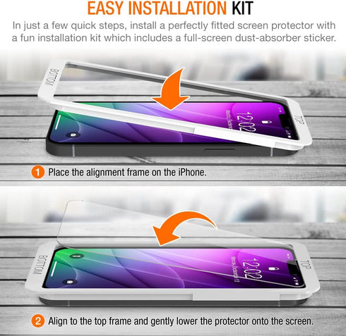 Trianium 3 Pack Tempered Glass Screen Protector for iPhone 13/13 Pro (2021) with Alignment Case Tool Included.