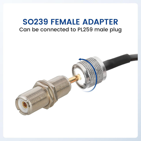 Anina SO239 Adapter, UHF Female to Female Bulkhead Connector for CB Radio Ham Radio Antenna Coupler (2 Pcs)