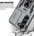 Samsung Galaxy S23 Case, Gray Shockproof Phone Case with Sliding Camera Cover & Rotatable Ring Holder + Screen Protector
