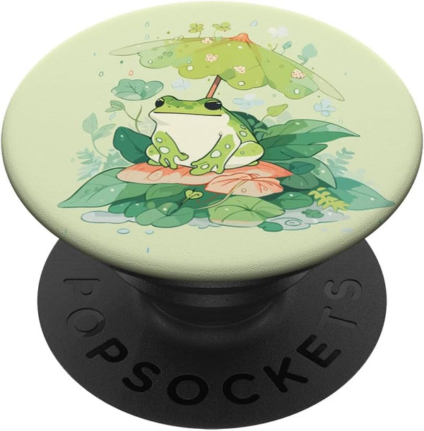 Cottagecore Farmcore Frog Flower Umbrella PopSockets Standard PopGrip