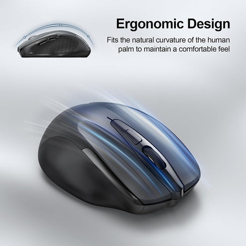 TECKNET Wireless Mouse (2.4G & BT5.0/3.0), Silent Mouse 4800 DPI with 6 Buttons, USB A Mouse for Wide Compatibility