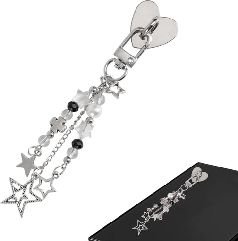 Sinbana Cute Charm Chain for Kindle, Star Pearl Keychain Strap Charm with Hook