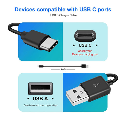 5ft USB-C Charger Cord Charging Cable Compatible with Barnes & Noble Nook GlowLight 4 (2021) / Nook GlowLight 4e (2022) 6"/ Nook Glowlight 4 Plus (2023) Edition eBook Reader, Black