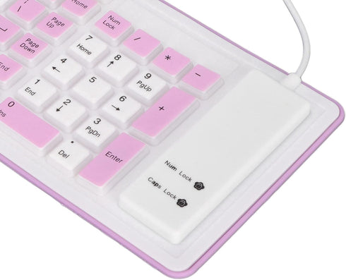 Foldable Silicone Keyboard, USB Wired Waterproof Rollup Keyboard, 103 Keys Soft Touch for PC, Laptop, Notebook