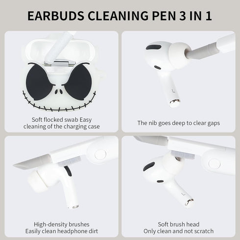 Compatible with Apple AirPods Pro 2nd/1st Generation Case Cover, Cleaner Kit and Cute Keychain, Soft Silicone Case