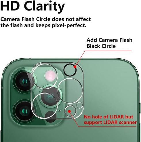 3PCS Rear Back Camera Lens Protector Tempered Glass for iPhone 13 Pro/13 Pro Max - HD Clear Full Coverage Guard