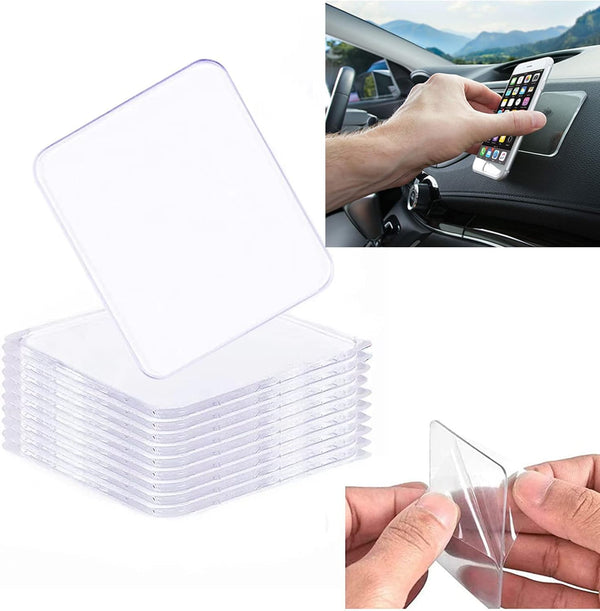 Traceless Super Sticky Gel Pads, Anti-Slip Double Sided Gripping Pads for Auto Car Home Cell Phone Holder (Pack of 10)