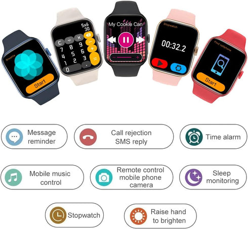 Smart Watch for Men Women Kids, 2.09" Touch Screen Fitness Tracker Smartwatch with Call/SMS/Sleep Monitor, Black