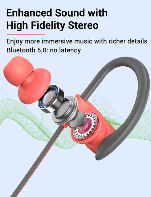 Stiive Bluetooth Headphones, Wireless Sports Earbuds, IPX7 Waterproof with Mic, Noise Cancelling for Gym, Running