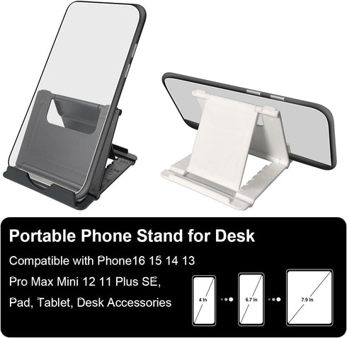POQOD 2 Pack 15 14 13 12 11 8, Cell Phone Stand, Foldable Phone Holder for Desk Compatible with Phone Pro Xs Xs Max Xr